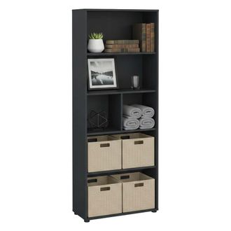 Dmora Dmora - Estante Para Libros Desiree, Estante De Oficina, Porta Libros M&oacute;vil, Biblioteca, 80x34 H205 Cm, Gris
