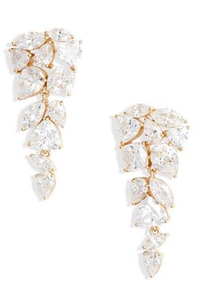 Nadri Deluxe Cluster Cubic Zirconia Drop Earrings in Gold at Nordstrom