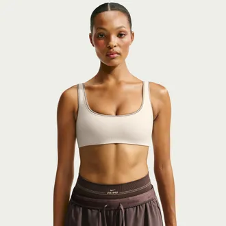 Nike Womens SKIMS Ribbed Seamless Micro-Scoop Bra in White | IR5061-109