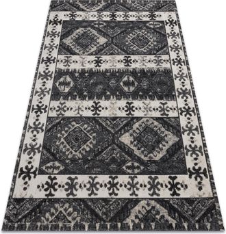 RugsX Rugsx - Alfombra Moderna Mundo E0651 &Eacute;tnico Exterior Beige / Negro Black 140x190 Cm