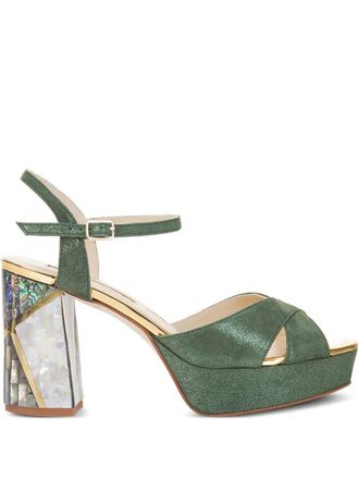 Freya Rose Zahra sandalen met enkelbandje en hak - Groen