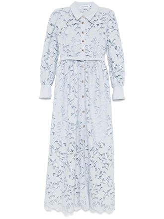 Self Portrait lace collared maxi dress - women - Polyester/Polyester - 12 - Blue