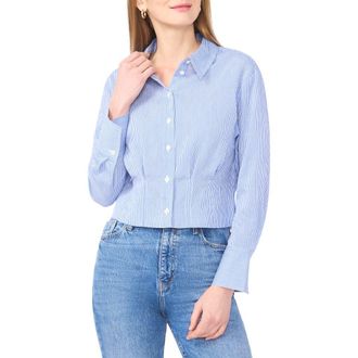 Vince Camuto Pleat Waist Button-Up Shirt in Classic Blue at Nordstrom, Size X-Large