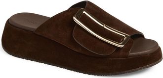 Chocolat Blu Elara Platform Slide Sandal in Chocolate Suede at Nordstrom, Size 7.5