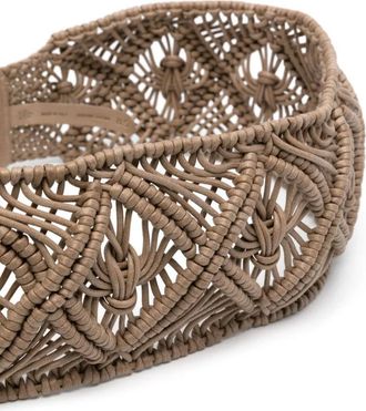 Eleventy Braided Leather Belt - Beige