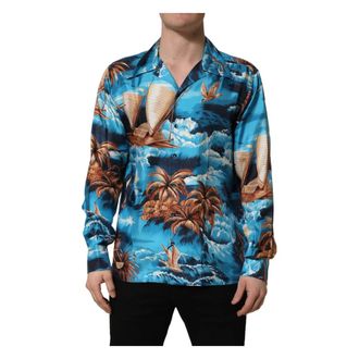 Dolce & Gabbana Casual Shirts, male, Multicolor, Size: 5XL Silk Twill Hawaiian GraphicPrint Shirt