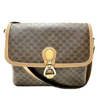 Celine Pre-owned Cross Body Bags, female, Brown, Size: ONE SIZE Pre-owned Macadam PVC Leather Shoulder Bag