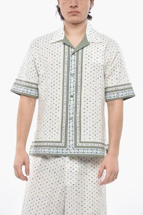 Givenchy Camicia Bowling in Cotone Texturizzato con Motivo Floreale Givenchy
