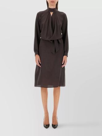 Kiton silk dress with buttoned cuffs and waist tie