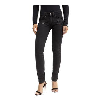 Balmain Skinny Jeans, female, Black, Size: W25 Black Logo Jeans Tailored Cut