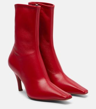 Amina Muaddi Jamie 80 leather ankle boots