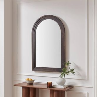 Furniturebox Liora Walnut Wood Full Length 120x80cm Arch Mirror | Size: 120x80 cm
