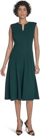 Calvin Klein Sleeveless Aline Midi Womens Dress Malachite : 10, Polyester/Spandex