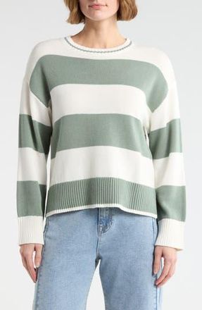 Vigoss Rugby Stripe Sweater in Iceberg/Creme at Nordstrom Rack, Size X-Large