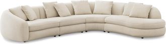Castlery Fable Extended Chaise Sectional Sofa Right Facing Customized, Performance Linen Weave, Cream, Spill Resistant, Ultra Deep Seats for Castlery Sofas