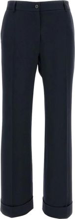 Alberto Biani Wijde Broek - Dames - Wijde Broeken - Blauw - XS - Wol - Broeken