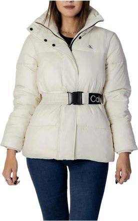 Calvin Klein Jeans Beige Jas met Riem voor Dames - Dames - Winterjassen - Beige - L - Nylon - Jassen