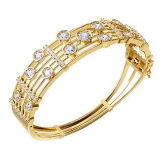 Diamond2Deal 18k Vermeil Plated Silver 5 ct Round lab grown Diamond Bangle Bracelet 7