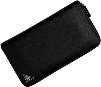 Prada Black Leather Long Wallet (Bi-Fold) (Pre-Owned)