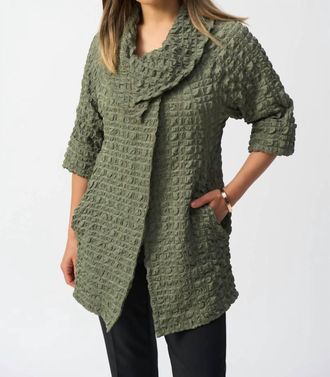 Joseph Ribkoff Textured Cowl Neck Jacket In Cactus