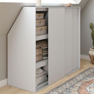 IDMarket Tomi 130 X 50 X 70/110 Cm Blanco Armario Corredero De 3 Puertas Con 3 Niveles