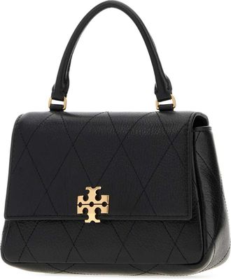 Tory Burch Womens Quilted Top Handle Bag Black Leather