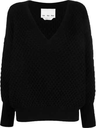 SA SU PHI V-neck cashmere jumper - women - Cashmere - 40 - Black