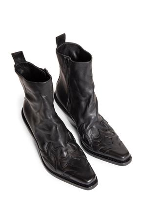 Ann Demeulemeester Hemo Western Boots in washed grained calfskin