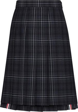 Thom Browne plaid pleated mini skirt - women - Wool - 36 - Black