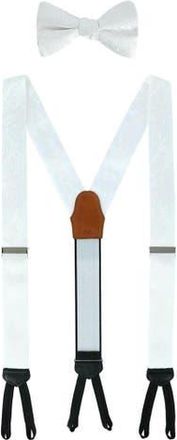 Trafalgar Store Banbury Tone on Tone Paisley Silk Suspenders (Braces) and Bow Tie Set in White at Nordstrom
