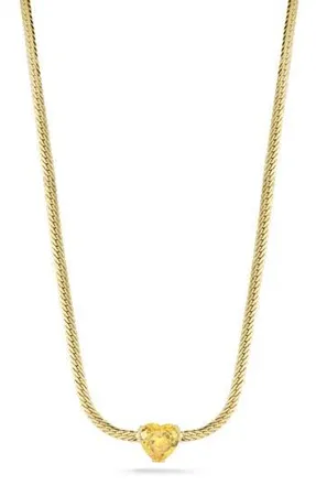 Sphera Milano Cubic Zirconia Heart Snake Chain Necklace in Gold/yellow at Nordstrom Rack