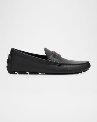 Gucci Men & apos;s Leather Moc-Toe Drivers