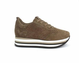 Softwaves Womens Cassia Bling Tie Platform Sneaker In Acero/bronze