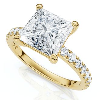 Pompeii3 Certified 2 1/3Ct Princess Cut Diamond Engagement Ring 14k Gold or Pt Lab Grown