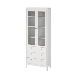 ebuy24 Vitrina 2 puertas de cristal y 3 cajones A199 cm - Blanco