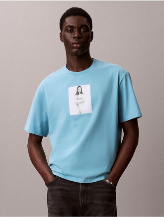Calvin Klein Mens Kate Moss Obsession Graphic Relaxed T-Shirt - Blue - 2XL