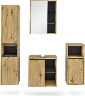 Vicco Conjunto De Mueble De Ba&ntilde;o Viola, Artesano/gris, 4 Partes, Vicco