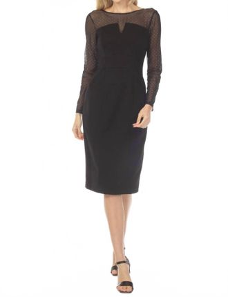 Joseph Ribkoff Studded Mesh Yoke Sheath Dress In Black