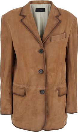 Arma modena Beige Single-breasted Jacket With Classic Lapels In Suede Woman