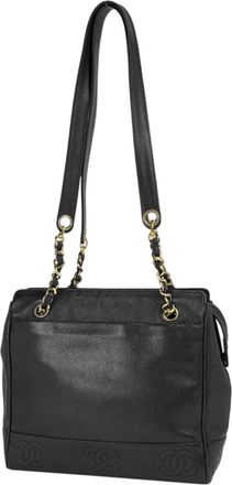 Chanel Black Grained Calfskin Shoulder Bag Tote Bag (Pre-Owned)
