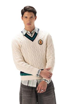 Members Only Cable Knit Cricket Sweater in Off-White at Nordstrom, Size Xx-Large