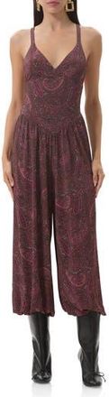AFRM Bogart Sleeveless Wide Leg Jumpsuit in Chocolate Paisley at Nordstrom Rack, Size X-Large
