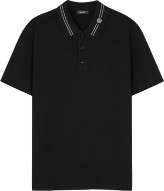 Versace Polo Shirt - Heren - Polos - Zwart - XL - Katoen - Tops