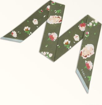 Furla Metropolis Bandeau Toni Oliva Multicolore Twill Di Seta Con Stampa Fiori Leggeri Donna