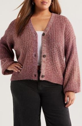 Treasure & Bond Textured V-Neck Cardigan in Burgundy Rhode Combo at Nordstrom Rack, Size 2X