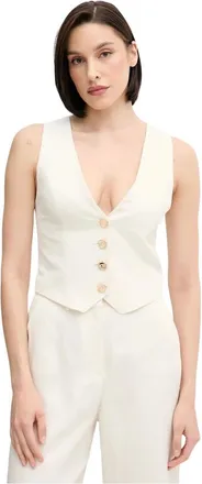 Gaud&igrave; Gilet con scollo a V e bottoni - - Jackets - Donna - Beige - L