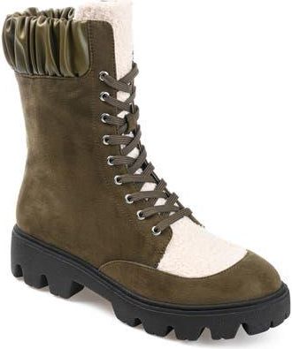 Journee Collection Elibor Faux Shearling Bootie in Olive at Nordstrom Rack, Size 6.5