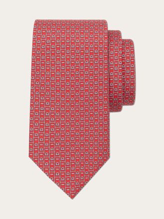 Ferragamo Men Ferragamo Monogram print silk tie Red
