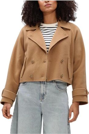 Janice Jassen, Dames, Bruin, M, Leer, Floyd Double-Breasted Coat