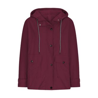 Generic Womens Hooded Jacket Fleece Lined Waterproof Windproof Coat with Pockets Mid Length Button Warm Jacket Ideal for Cold Rainy Days Commute Outdoor Adven